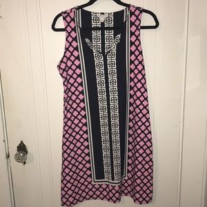 Charter Club Navy and Pink Sleeveless Dress